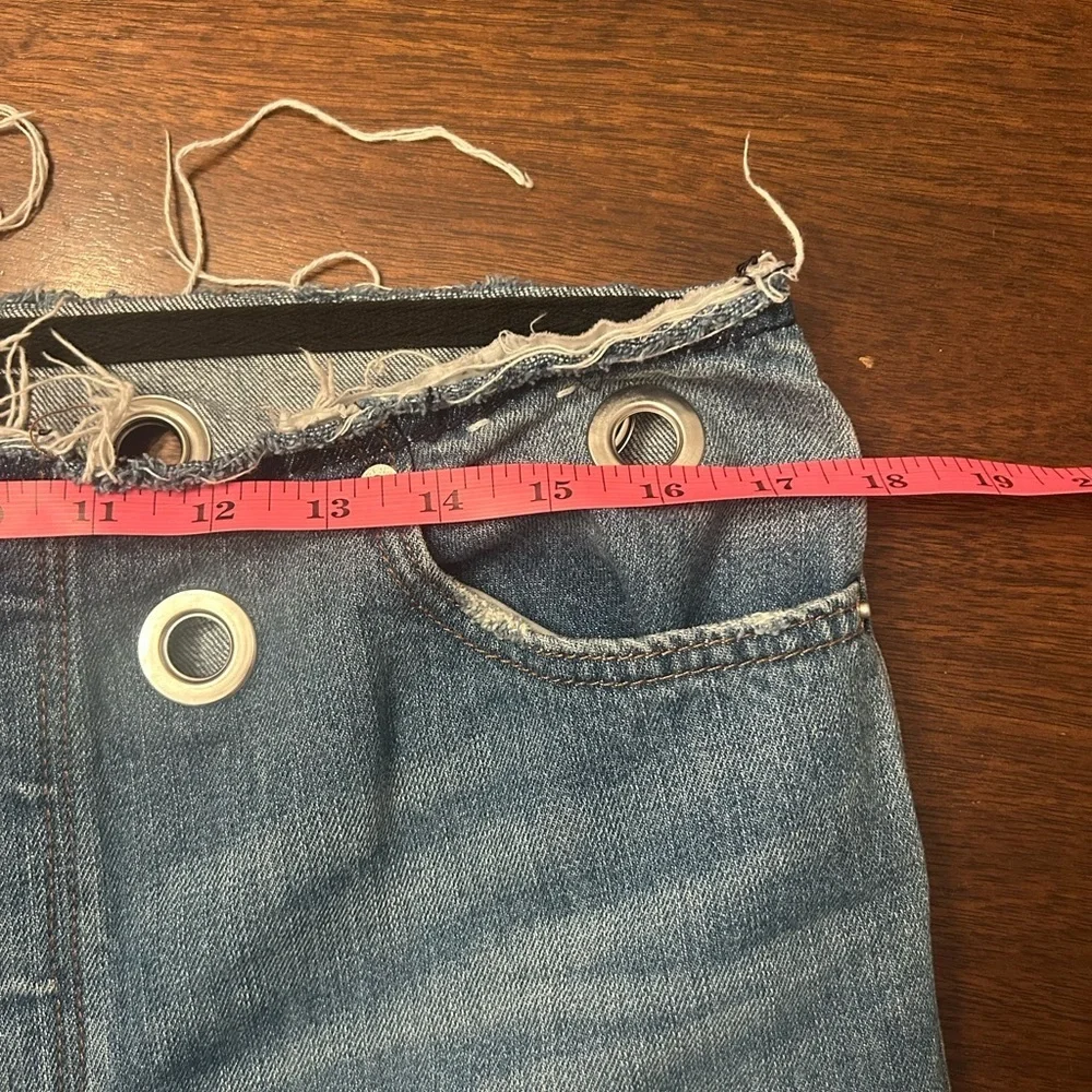 Express Frayed Hem Blue Jeans